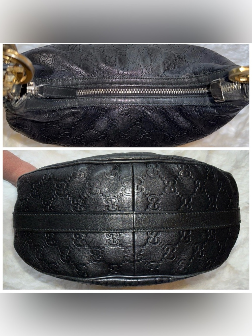 Gucci Black Embossed Leather GG Twins Hobo Bag - Picture 7 of 16